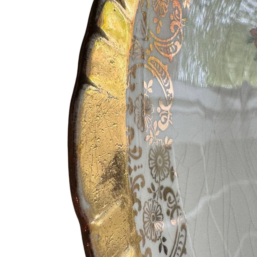 Royal China Warranted 22KT Gold Floral Plate Sebring Pottery‎ USA Vintage 10in